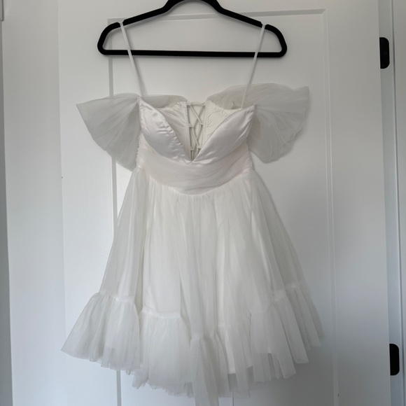 Selfie Leslie Pixi Off-Shoulder Lace-Up Back Mini Dress - Picture 3 of 7